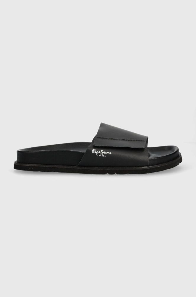 Шкіряні шльопанці Pepe Jeans BIO чоловічі колір чорний PMS90105
