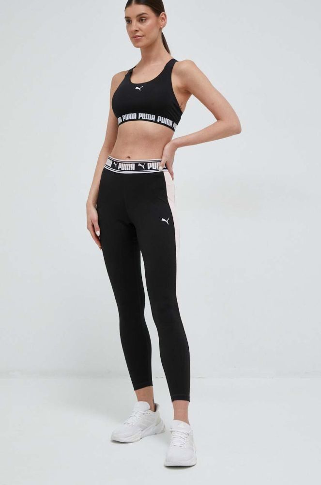 Легінси для тренувань Puma Strong Fashion колір чорний з принтом
