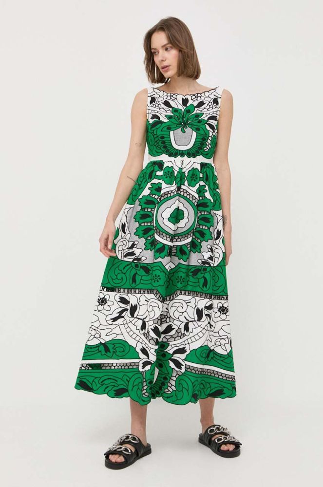 Бавовняна сукня Red Valentino колір білий maxi розкльошена