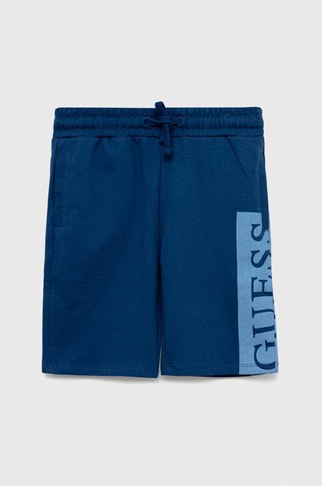 Дитячі бавовняні шорти Guess регульована талія колір блакитний (3009370)