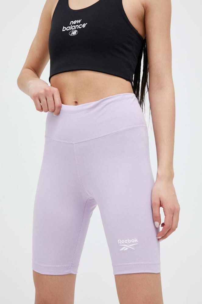 Шорти Reebok Reebok Identity жіночі колір фіолетовий однотонні висока посадка
