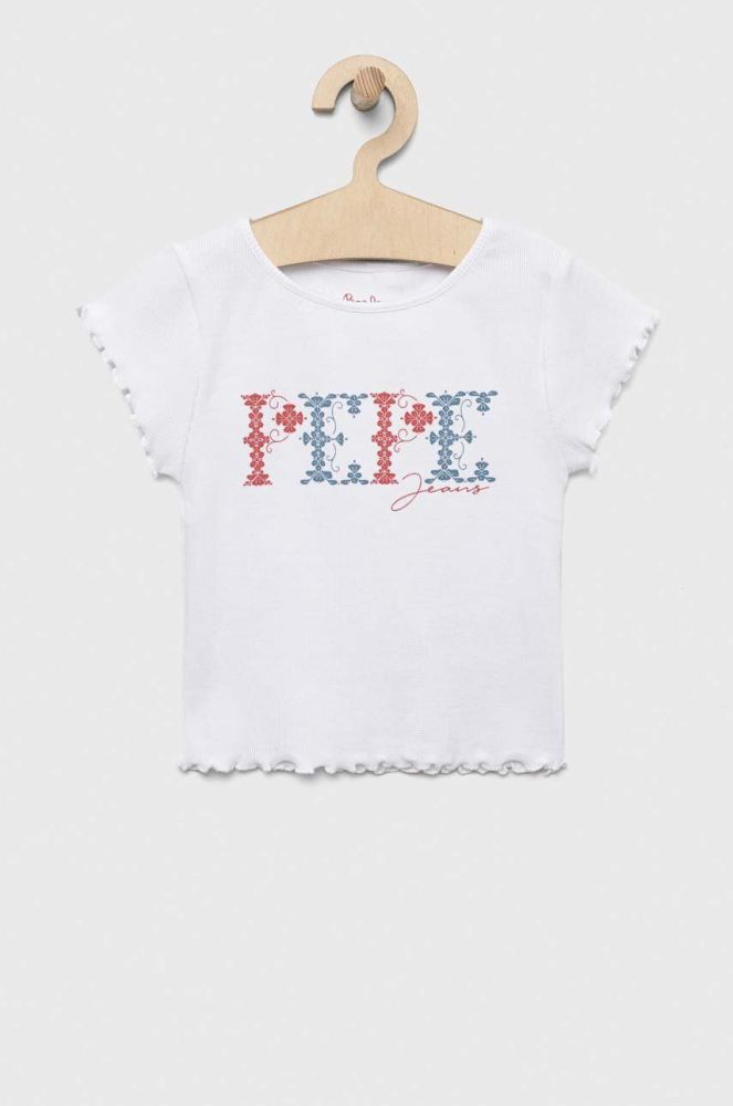 Дитяча футболка Pepe Jeans PJL GJ Non-denim колір білий