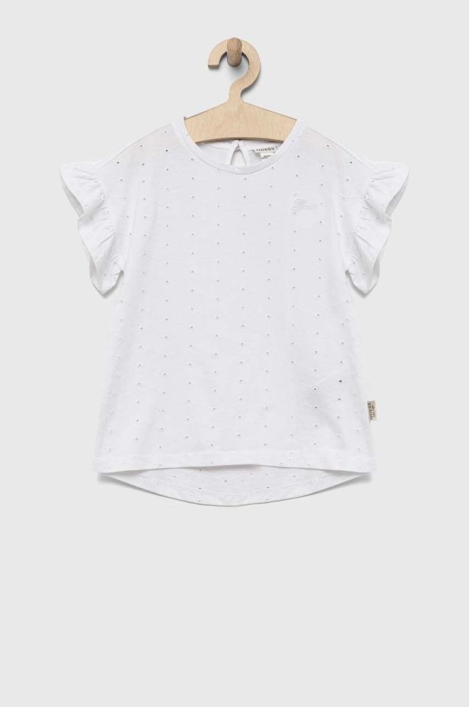Дитяча бавовняна футболка Guess колір білий (3255149)