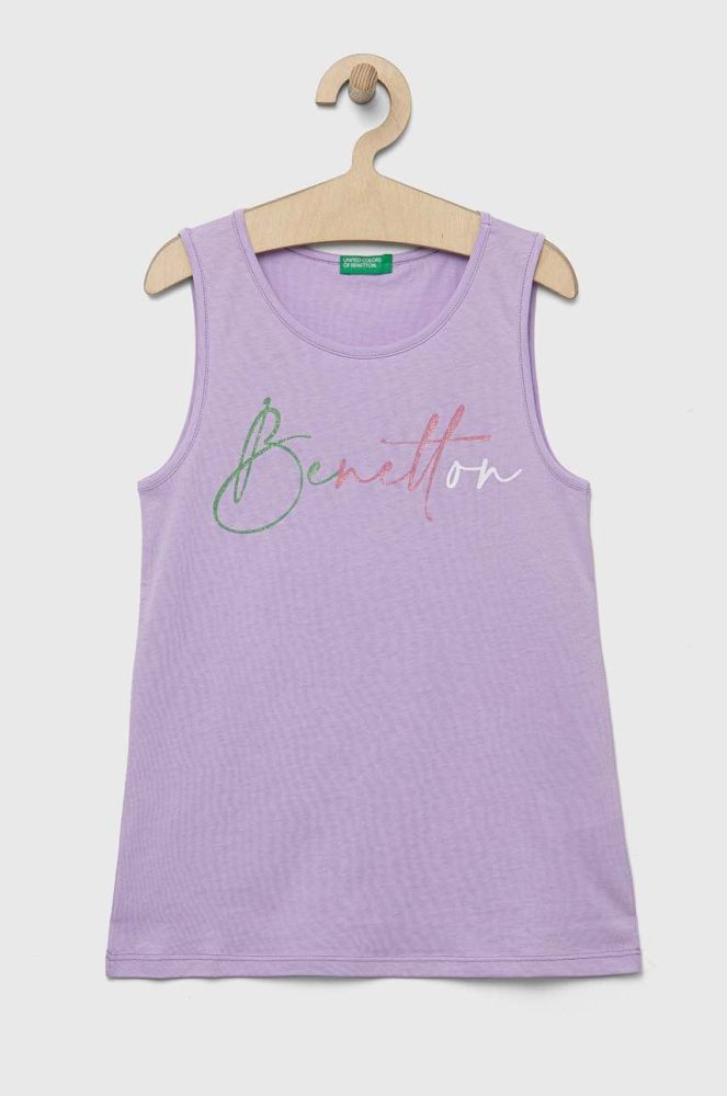Дитячий бавовняний топ United Colors of Benetton колір фіолетовий (3275713)
