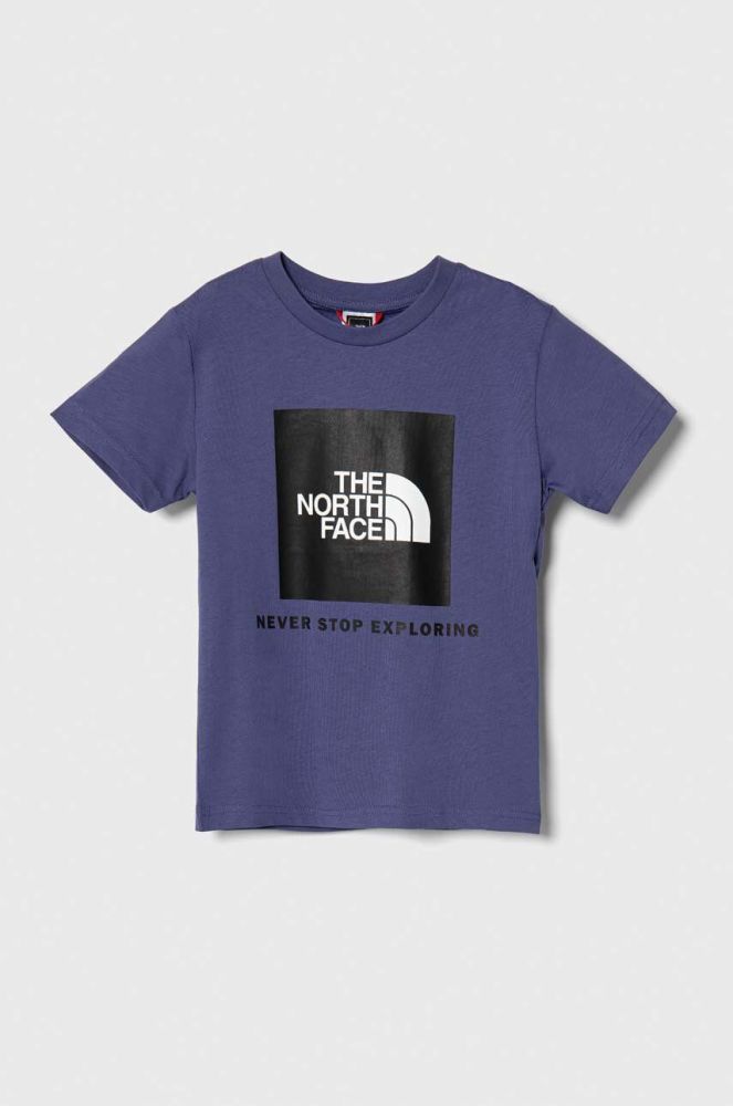 Дитяча бавовняна футболка The North Face з принтом колір блакитний (3400255)