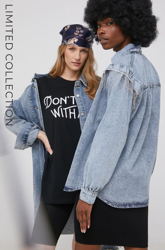 Джинсова куртка Answear Lab X Лімітована колекція BE BRAVE жіноча перехідна oversize колір блакитний