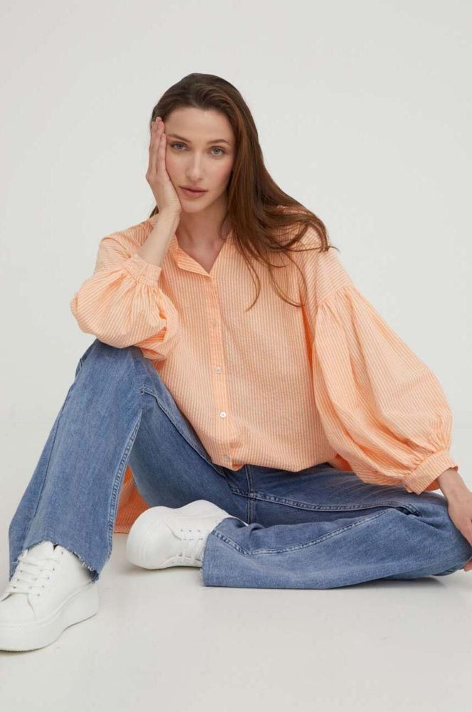 Бавовняна сорочка Answear Lab жіноча колір помаранчевий relaxed